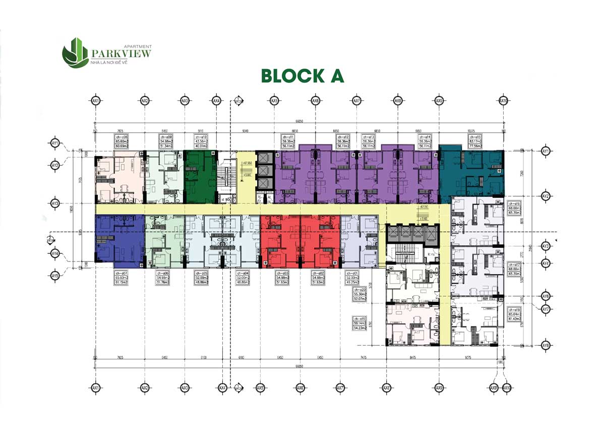 Mặt bằng tầng điển hình Block A Dự án Parkview Apartment
