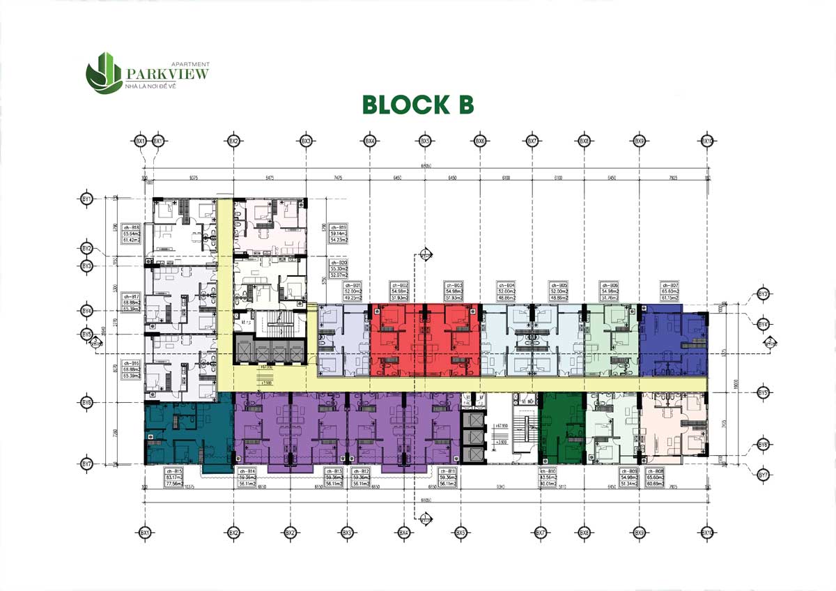 Mặt bằng tầng điển hình Block B Dự án Parkview Apartment