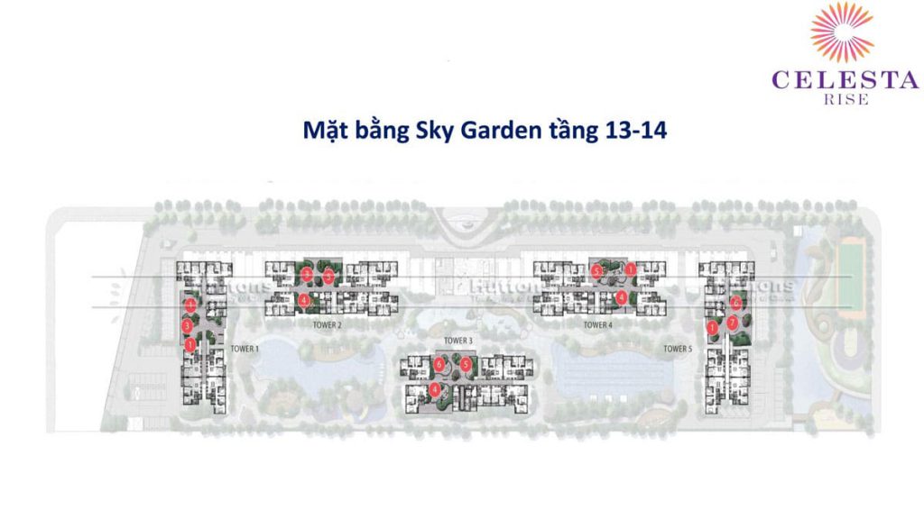 Mặt bằng Sky Garden tầng 13-14 Dự án Căn hộ Chung cư Celesta Rise