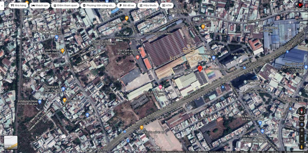 Vị trí Dự án Căn hộ King Crown City Phạm Văn Đồng Thủ Đức trên Google Maps