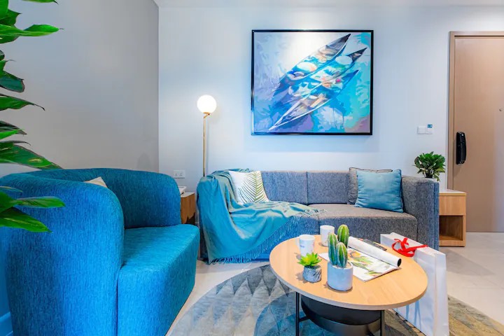 Cho thuê căn hộ 2 phòng ngủ Zenity Võ Văn Kiệt Quận 1 - Full Nội Thất - Style Địa Trung Hải. Giá thuê $ 1.200